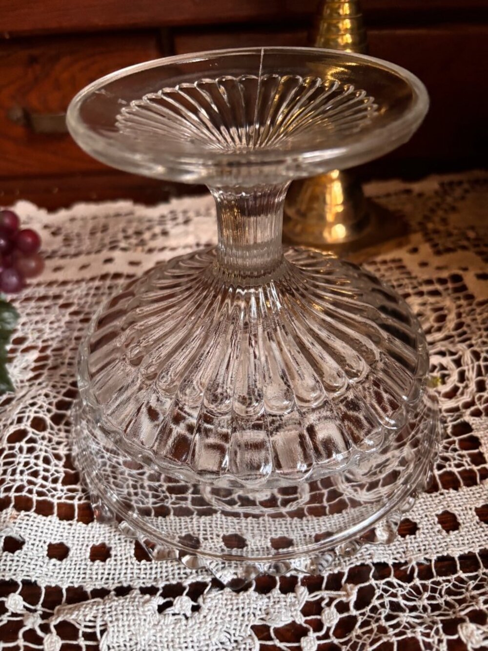 Antique 1903 Bryce Higbee Bonair Palm Leaf Fan EAPG Glass Pedestal Compote - Picture 8 of 13